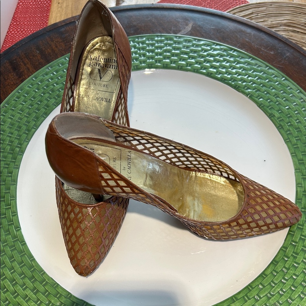 Valentino Garavani Tan Mesh Women's Heels